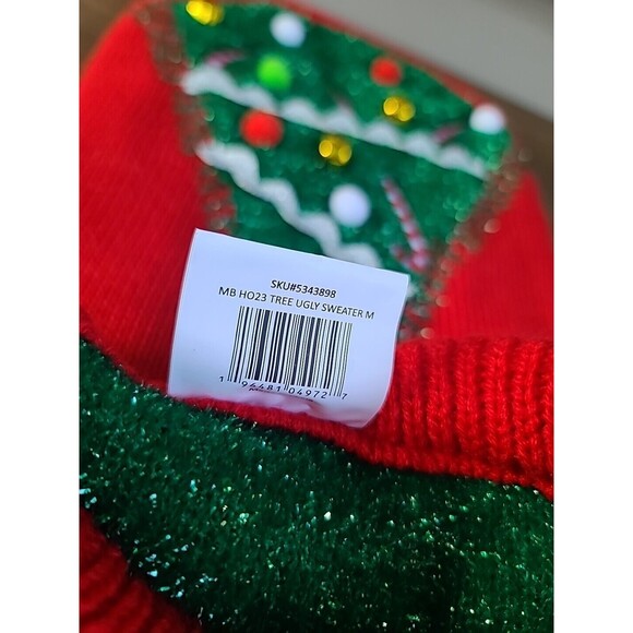 Dog Christmas Sweater Tree Red Green Medium Bells Winter - Picture 6 of 8